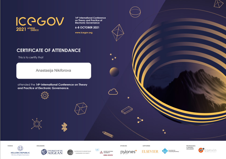 14th International Conference on Theory and Practice of Electronic Governance (ICEGOV2021) “Smart Digital Governance for Global Sustainability“: “Towards enrichment of the open government data: a stakeholder-centered determination of high-value data sets for Latvia“, Athens (hybrid mode)