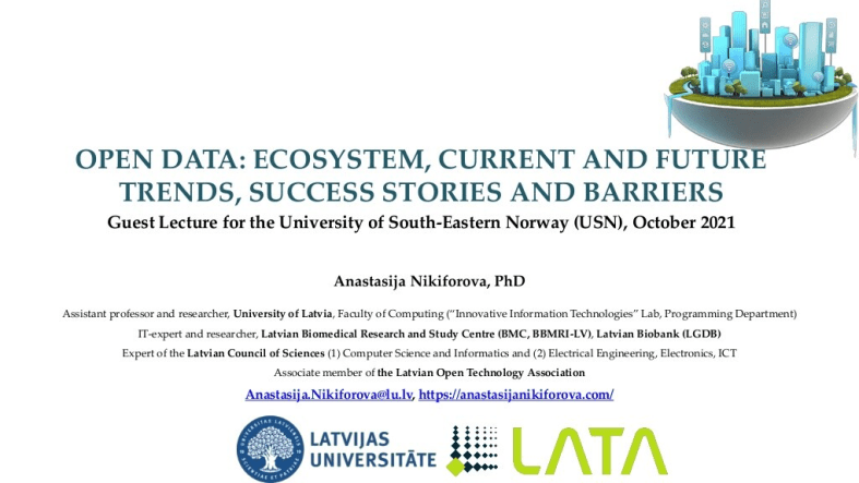 Guest Lecture: Open data: ecosystem, current and future trends, success stories and barriers
